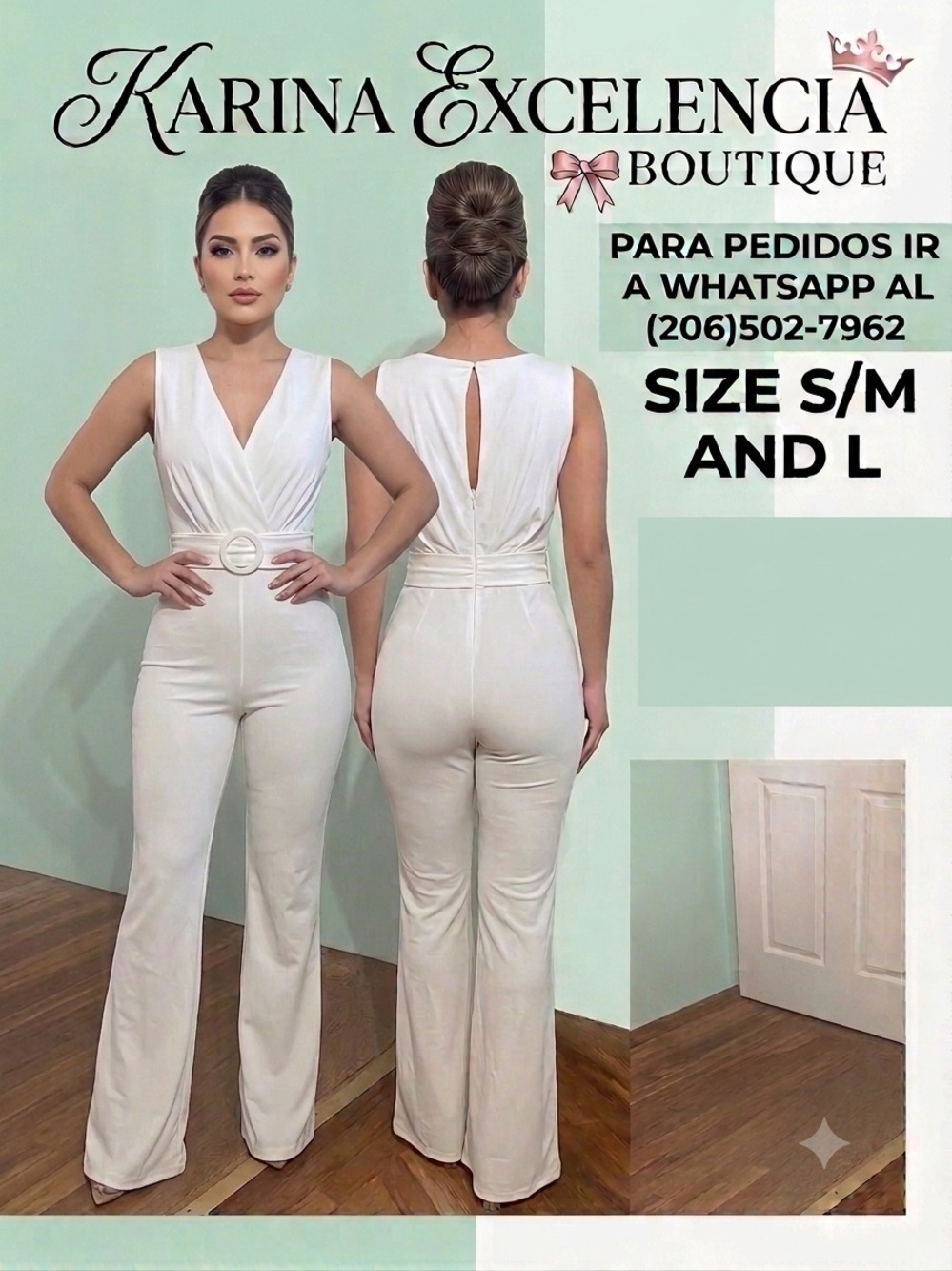Karina Excelencia Ivory Sleeveless Jumpsuit with Belt